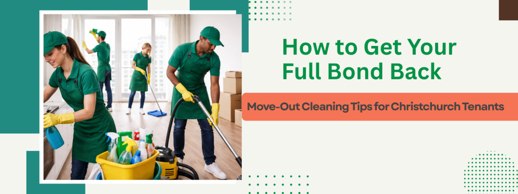 Move out cleaning Christchurch service with professional cleaners vacuuming and cleaning a rental home for bond return.