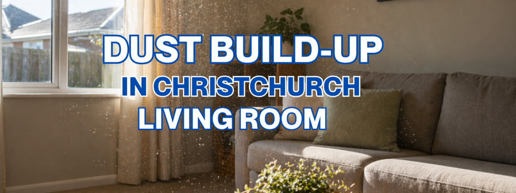 dusty house Christchurch with sunlight showing dust particles floating above furniture